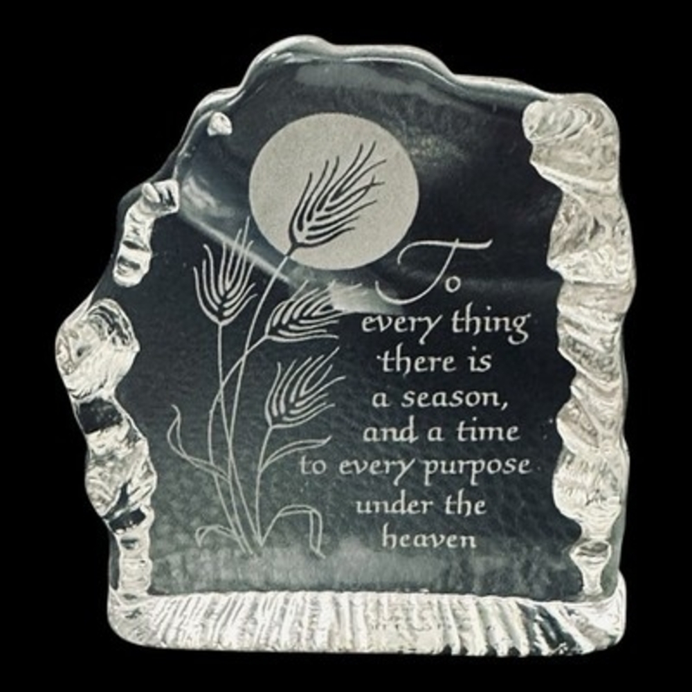 Vintage Hallmark 1976 Etched Clear Crystal Figurine Paperweight 3x3.5 Austria VG
